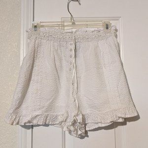 Cotton High Rise Paperbag Lacey Shorts